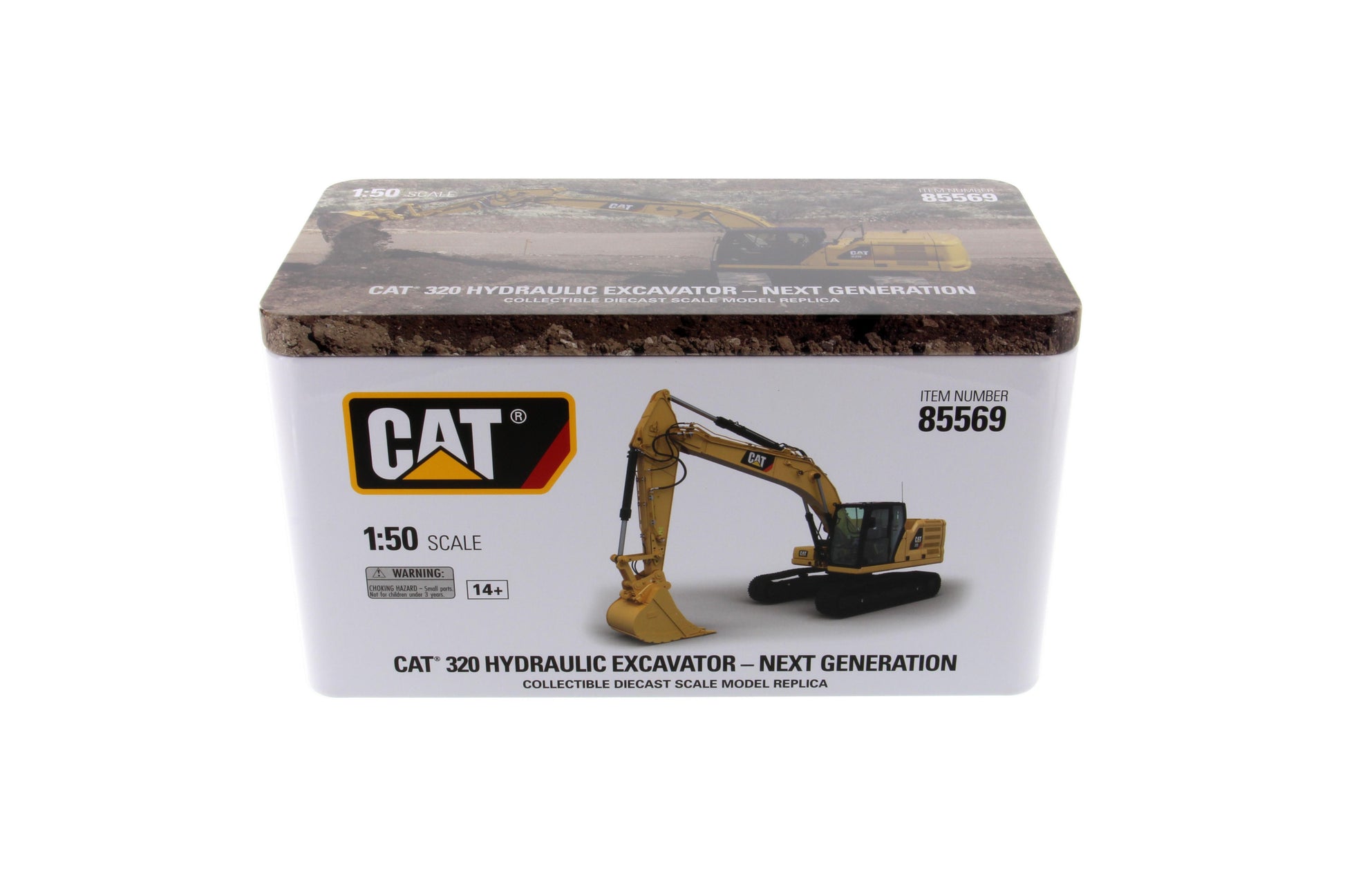 CAT 320 Next Gen tin packaging detail