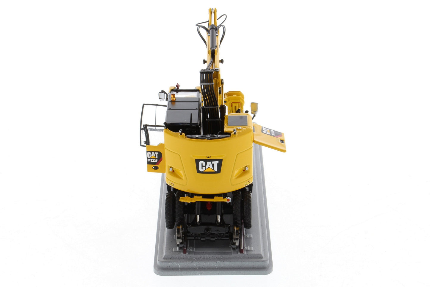 CAT M323F Safety Yellow cab detail