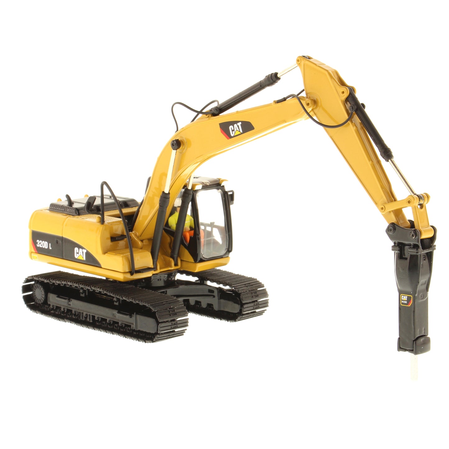 CAT 320D L Hydraulic Excavator with Cat H120E Hydraulic Hammer 1:50 Scale Die Cast Model