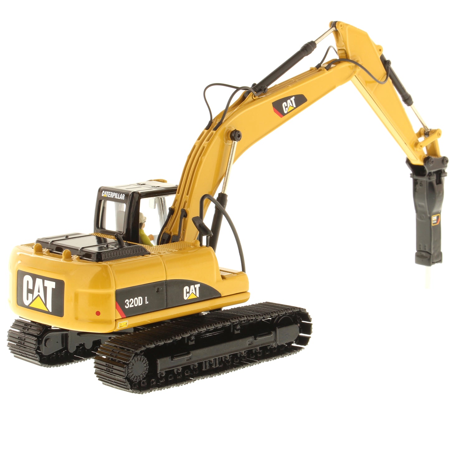 CAT 320D L Hydraulic Excavator with Cat H120E Hydraulic Hammer 1:50 Scale Die Cast Model