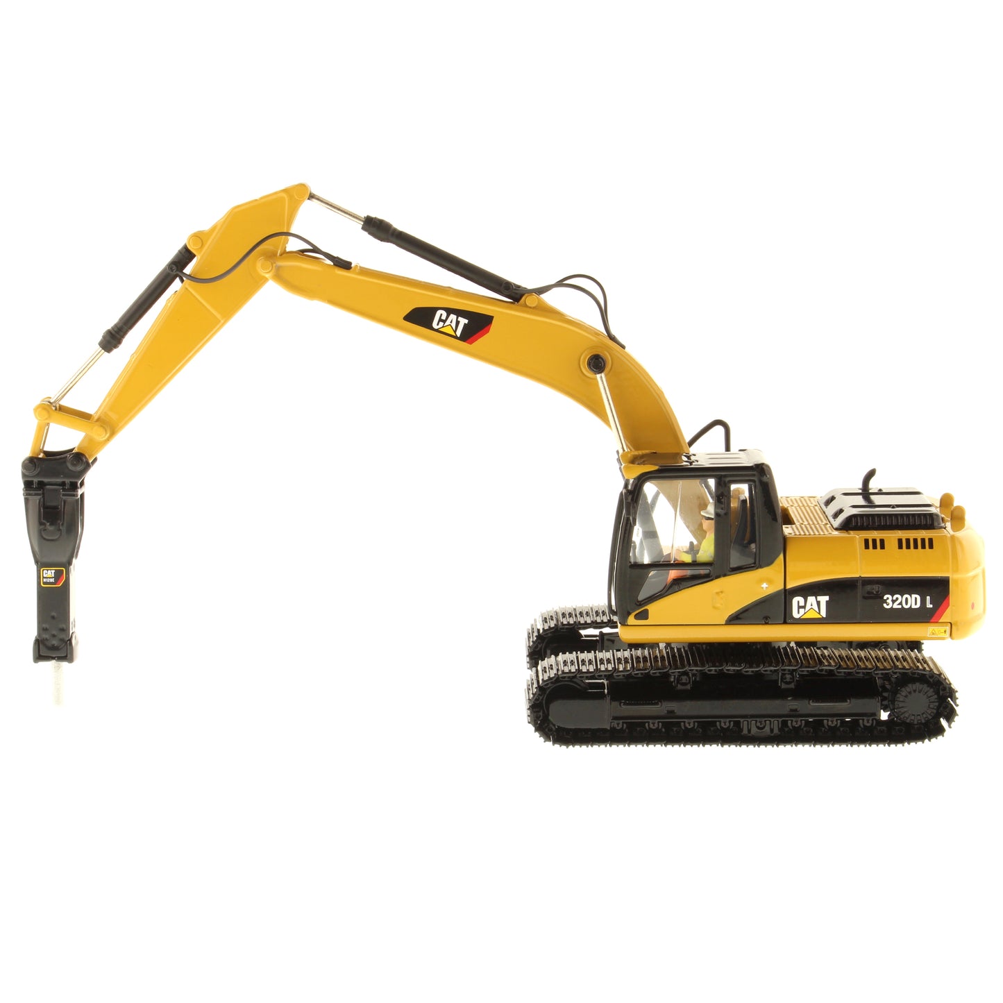 CAT 320D L Hydraulic Excavator with Cat H120E Hydraulic Hammer 1:50 Scale Die Cast Model