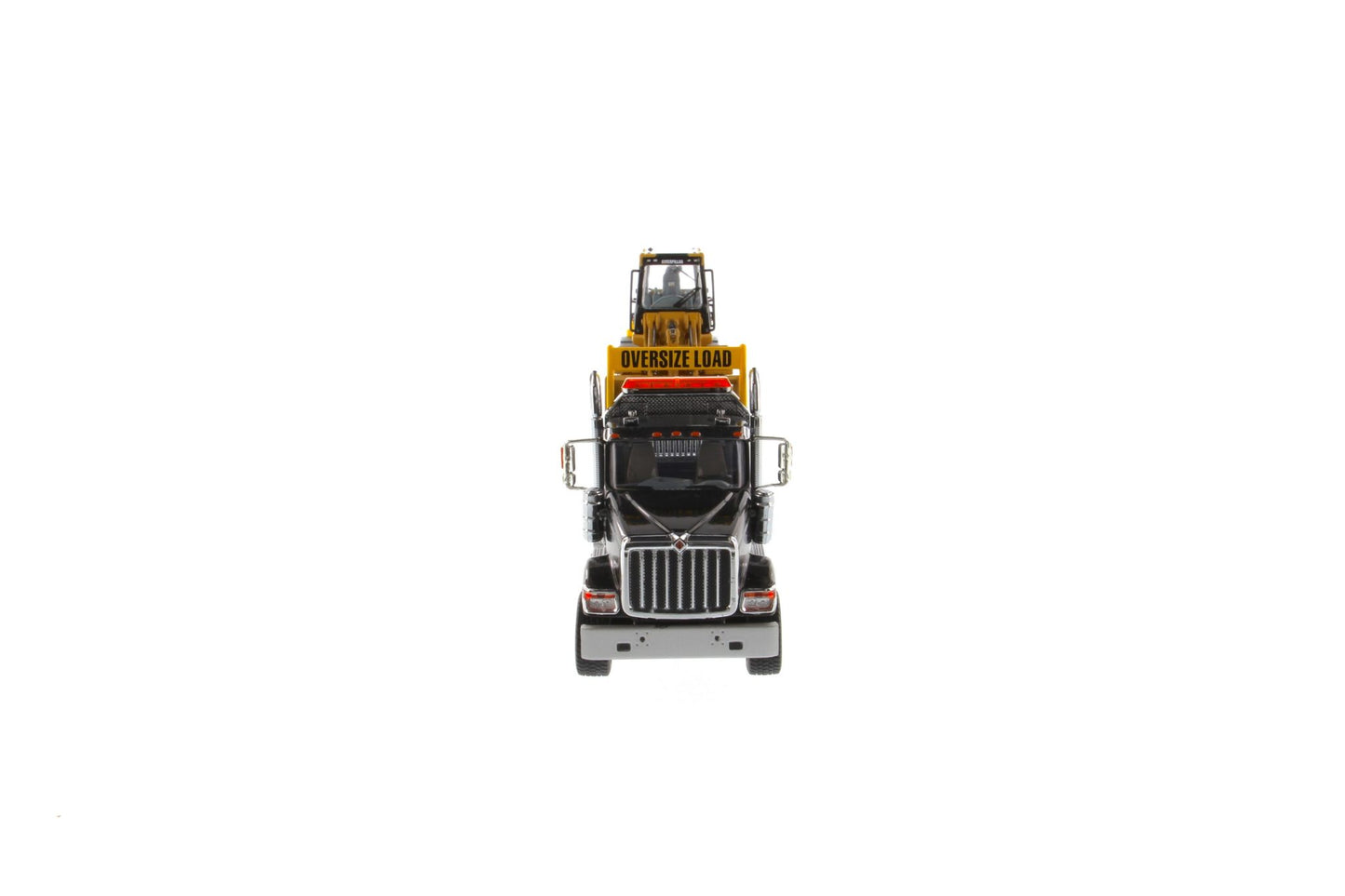 International HX520 Tandem Black with XL120 Trailer and CAT 963K Track Loader 1:50 Scale Die Cast Model