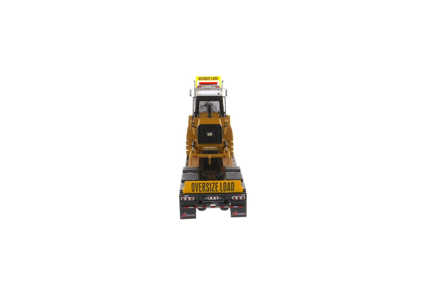 International HX520 Tandem Black with XL120 Trailer and CAT 963K Track Loader 1:50 Scale Die Cast Model