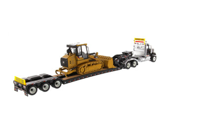 International HX520 Tandem Black with XL120 Trailer and CAT 963K Track Loader 1:50 Scale Die Cast Model