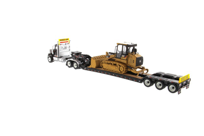 International HX520 Tandem Black with XL120 Trailer and CAT 963K Track Loader 1:50 Scale Die Cast Model